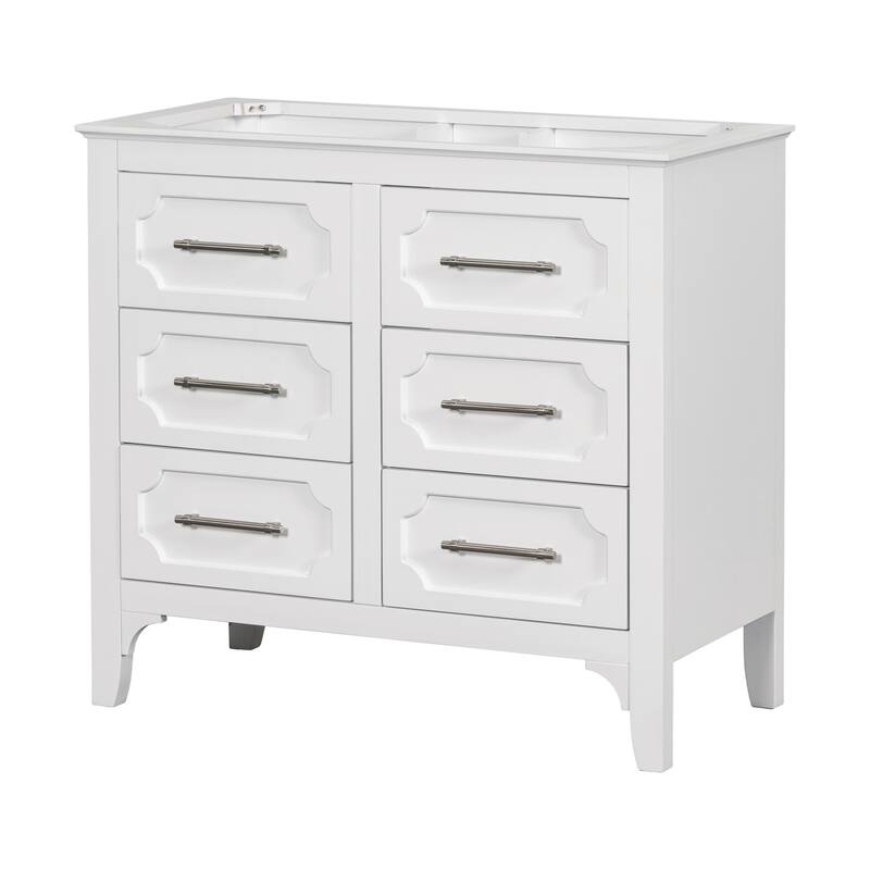 Modern 36 inch Bathroom Vanity without Sink, Solid Wood Frame Bathroom Storage Cabinet with 4 Drawers