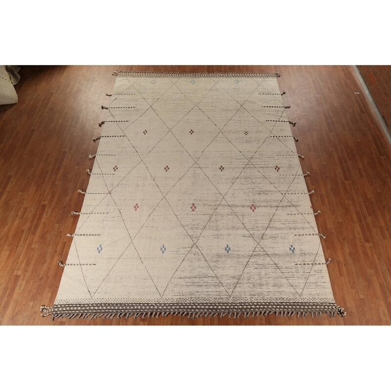 Earth Tone Moroccan Oriental Large Area Rug Handmade Wool Carpet - 10'1"x 14'8"