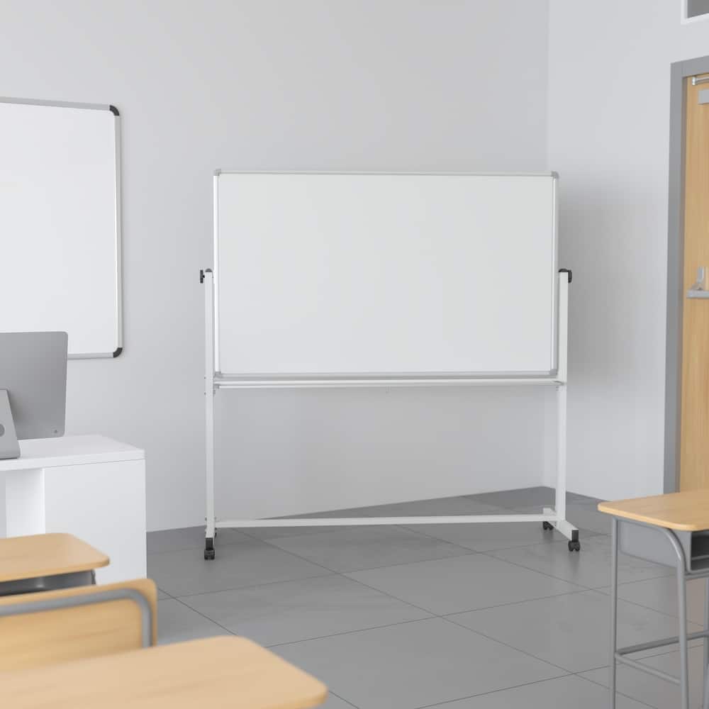 Double-Sided Mobile White Board with Shelf - Flip Over Board