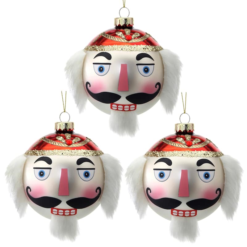 4" Glass Nutcracker Ball Ornament