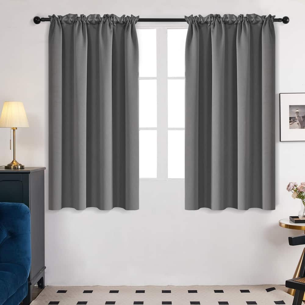 Deconovo Solid Rod Pocket Curtain Panel Pair, Set of 4 Panels