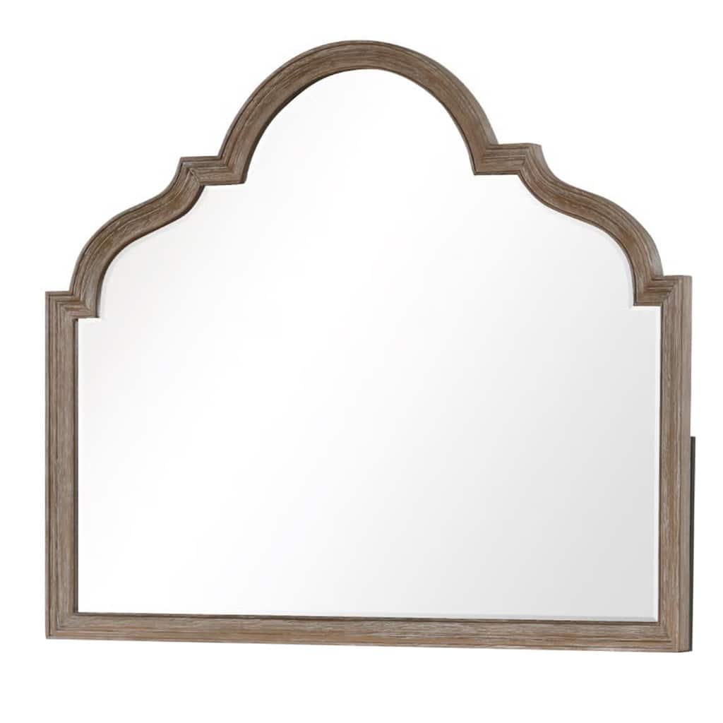 Lyla Dresser Mirror, Beveled Glass, Rustic Oak Brown Solid Wood, 41x50 - Oak Brown