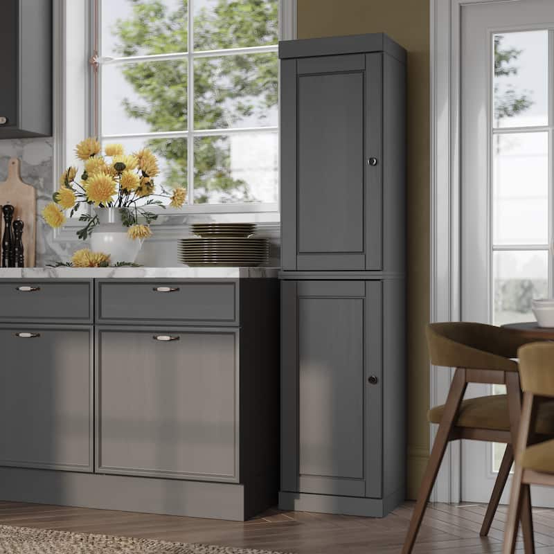 100% Solid Wood 16.5" Kitchen Pantry Cabinet with Doors by Palace Imports - Gray - Solid
