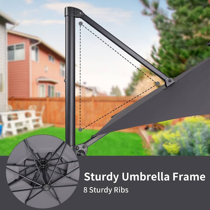Autlaycil 10FT Cantilever Patio Umbrella with Base Included 360 Rotation Large Offset Hanging Outdoor Shade