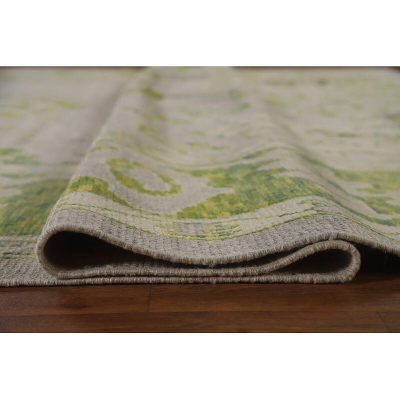 Hand Knotted Oriental 100% Wool Carpet Transitional All-Over Greys & Charcoal Oushak Area Rug - 13' 8'' X 9' 4''