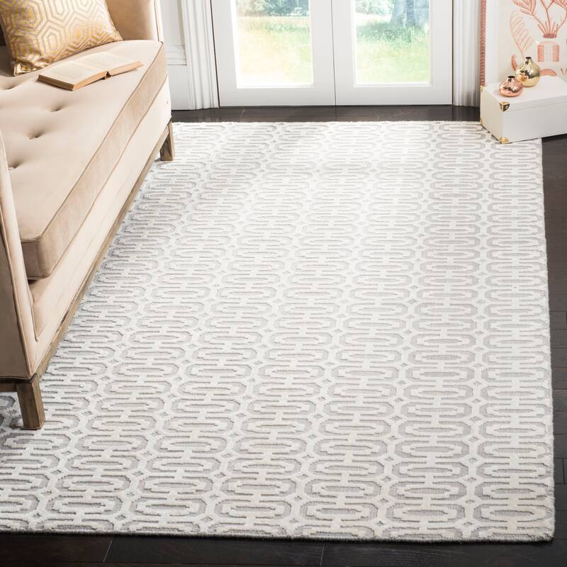 SAFAVIEH Handmade Mirage Renu Modern Abstract Viscose Rug - 9' x 12' - Silver/Ivory