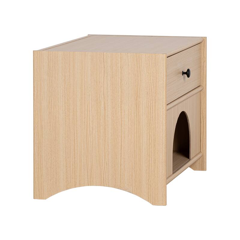 Farmhouse 22 in.L Indoor Pet Crate Design Cat Home End Table with Drawer