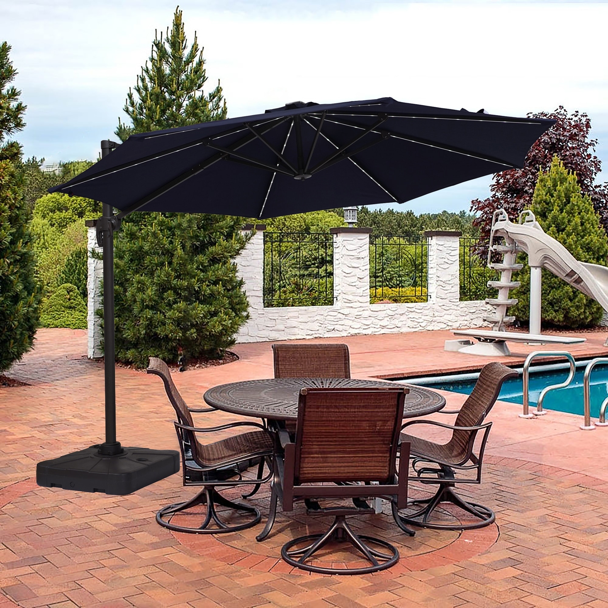 Casainc 11 Feet Solar Powered Push-Button Tilt Cantilever Patio Umbrella in  without Base - On Sale - Bed Bath u0026 Beyond - 37124644