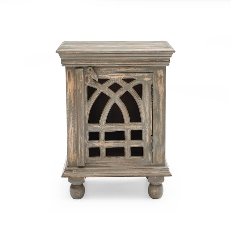 18" W X 14" D X 24" H Antique Grey Wood Nightstand