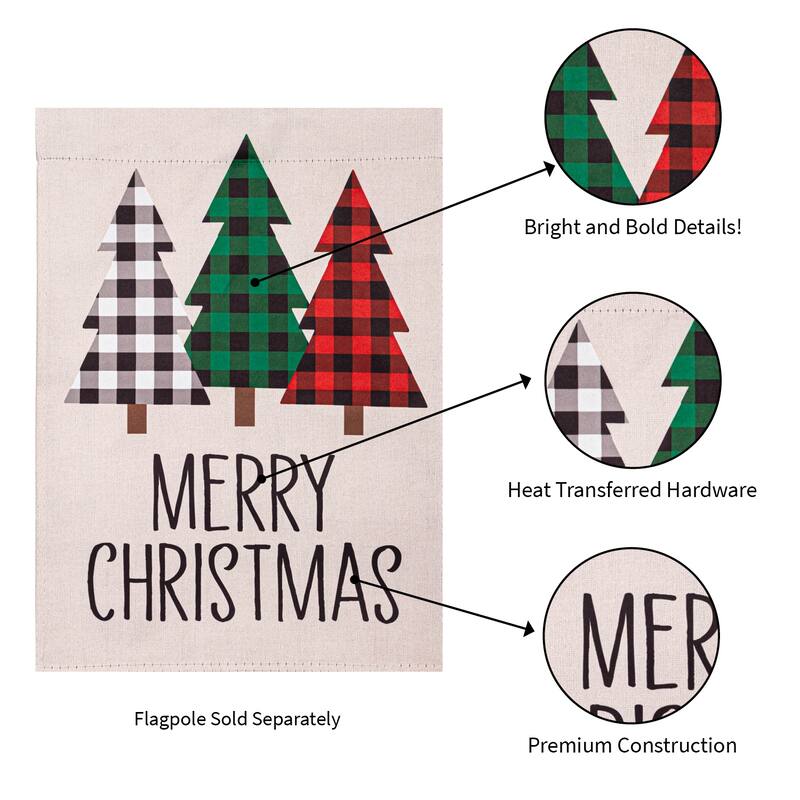 Mixed Pattern Trees "Merry Christmas" Garden Suede Flag, SNL