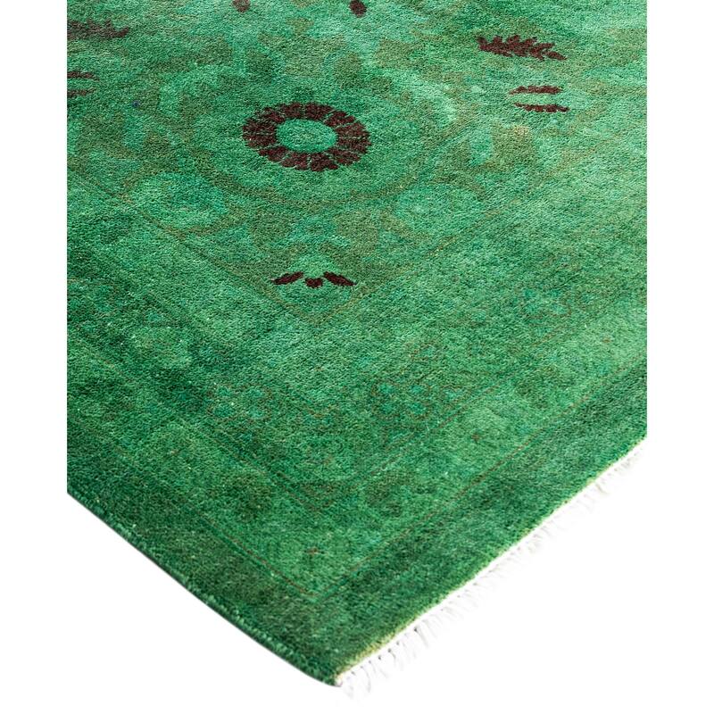 Overdyed One-of-a-Kind Hand-Knotted Area Rug - Green - 12' 1" x 17' 10"