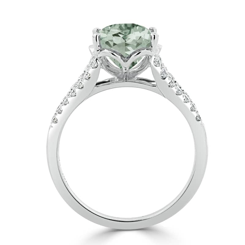 Auriya 2ct Fancy Oval Green Amethyst and Diamond Engagement Ring 1/3cttw 14k Gold