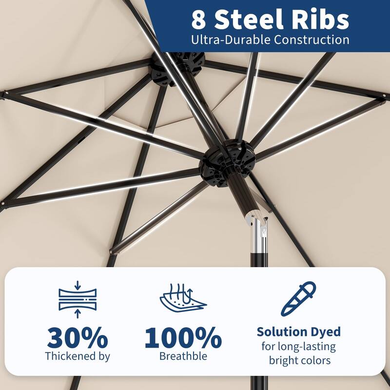 10ft Outdoor Patio Umbrella, with Crank Lift & Push Button Tilt, UV Protection Waterproof