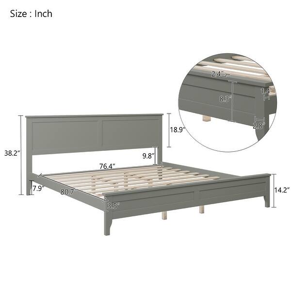 dimension image slide 1 of 3, Stylish and Simple Platform Bed Headboard Included,Gray