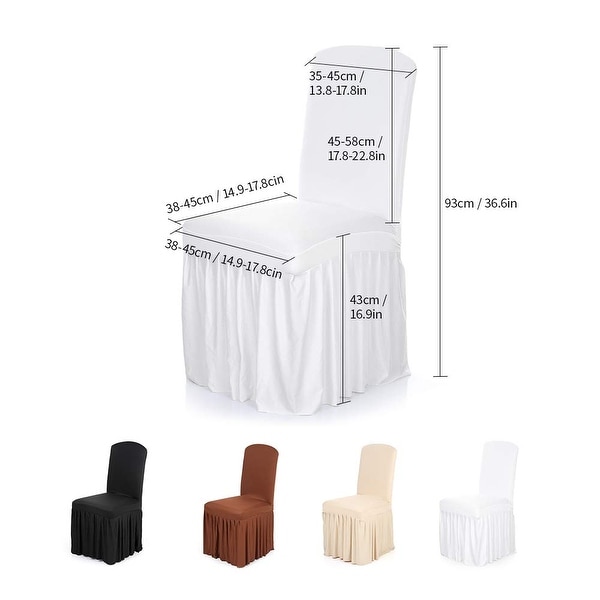 Anself Pleated Dining Chair Cover Spandex Seats Slipcover Black Size No Size No Size