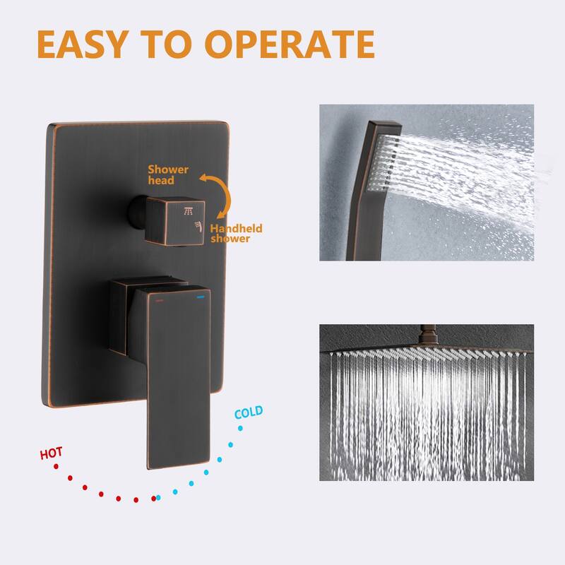 Proox 16" Rainfall Shower Head with Handheld, Shower Faucet Set for Bathroom - 16 inch