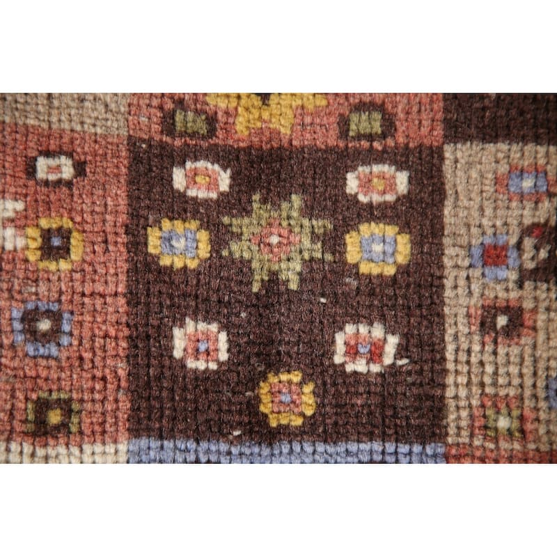Geometric Yalameh Persian Vintage Area Rug Hand-knotted Wool Carpet - 1'11"x 3'0"