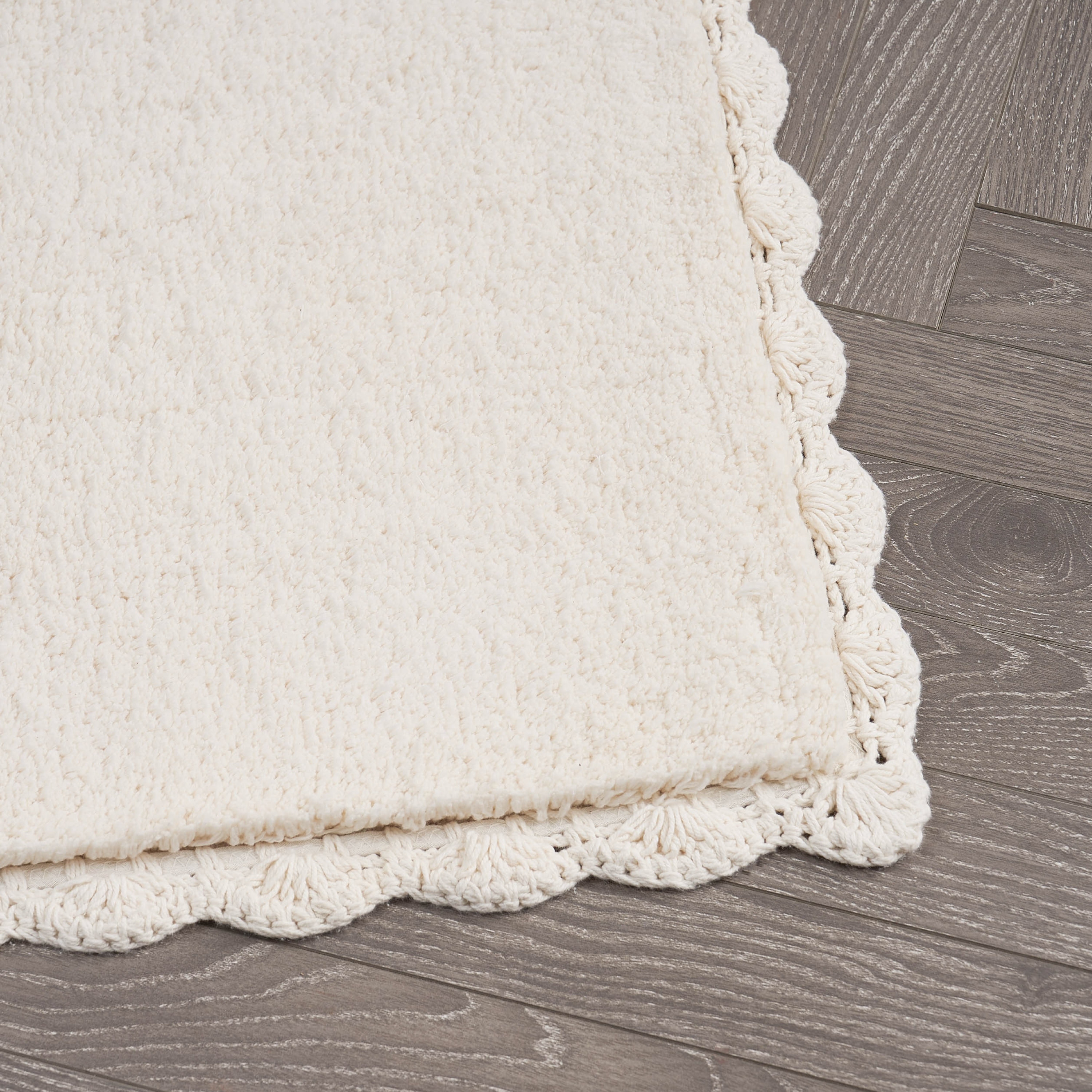 Laura Ashley Heathered Crochet Border Bath Rug - On Sale