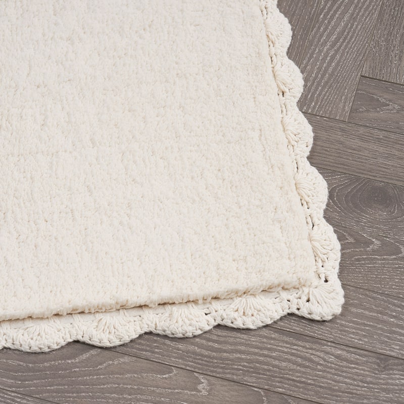 Laura Ashley Heathered Crochet Border Bath Rug