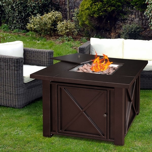 Shop Costway 38 Square Patio Heater Propane Gas Fire Pit Table