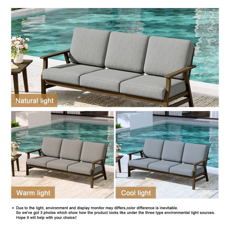 Teak Frame Outdoor Loveseat Daybed with Water-Resistant Cushions.