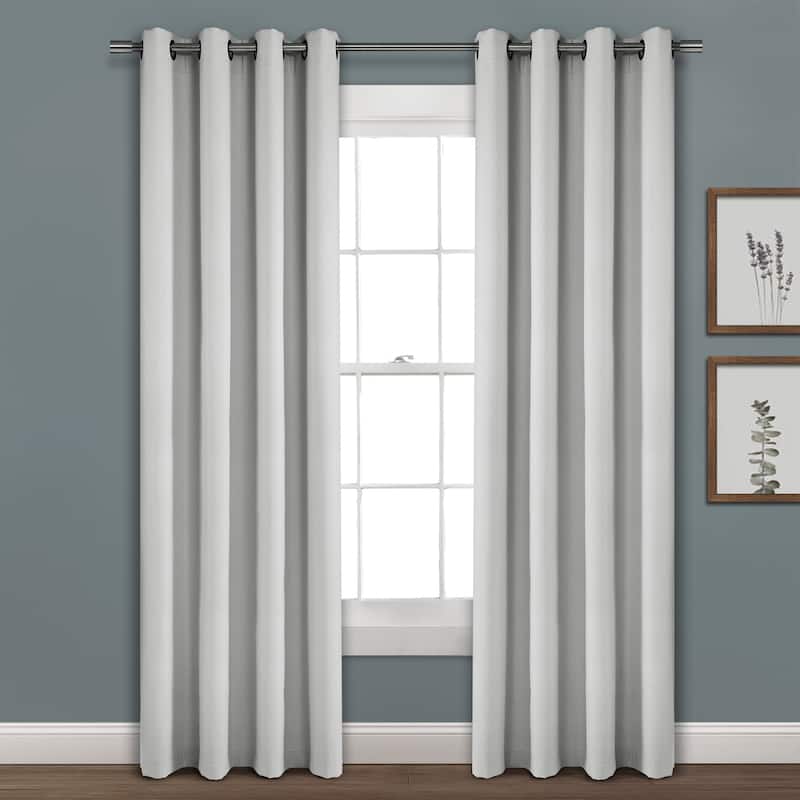 Porch & Den Limpus Faux Linen Grommet Top Blackout Curtain Panel