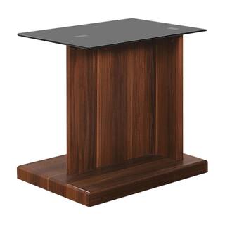 22 in. Brown and Black Rectangle Glass End Table with Pedestal Base
