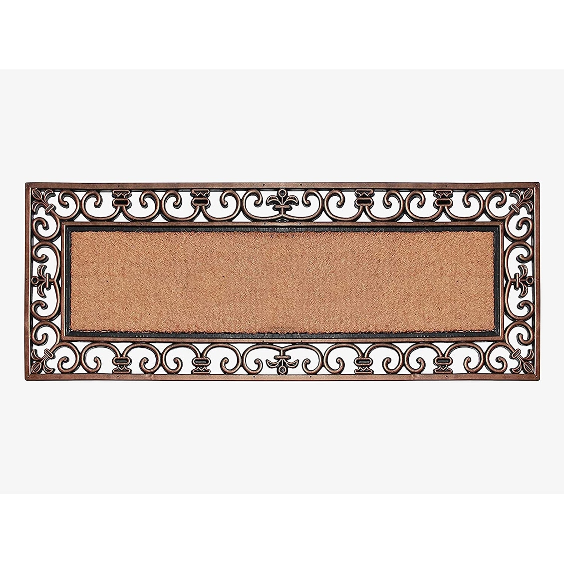 A1 Home Collections Rubber Coir Myla Welcome Entry Double Doormat 18"x48"
