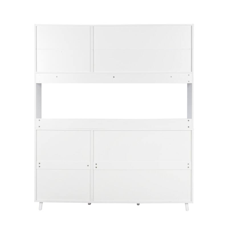 63" Large Kitchen Hutch Cabinet with 4 Doors & 4 Drawers