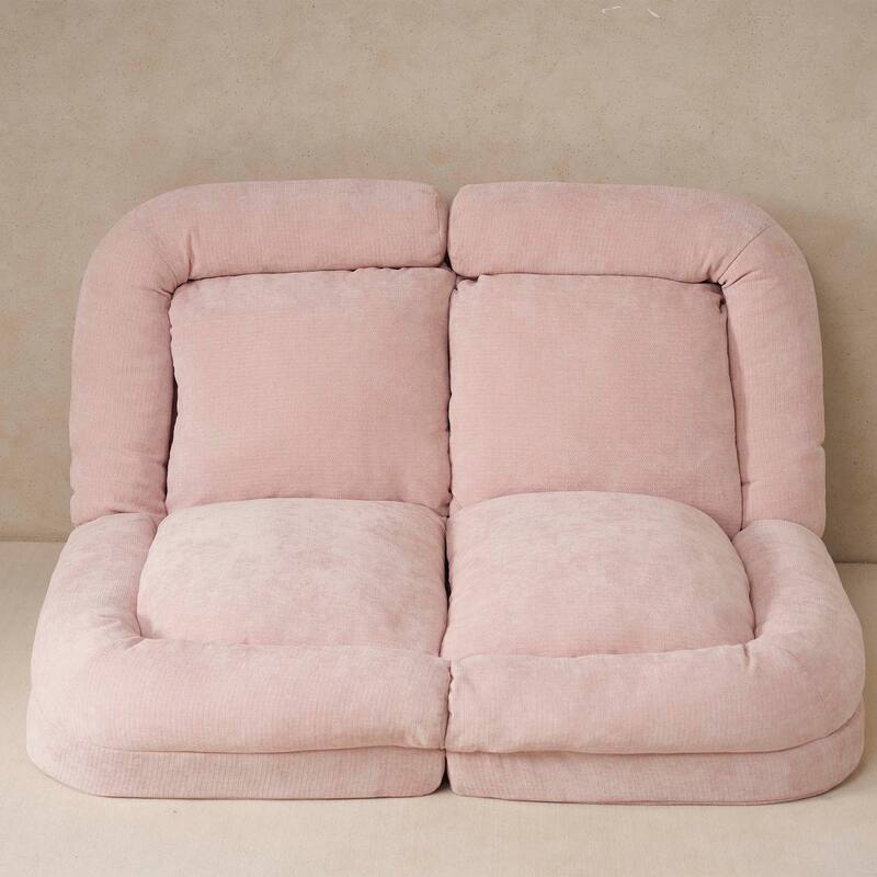 Convertible Double Sofa Bed with Fold-Out Function for Versatile Seating and Sleeping Options - Pink