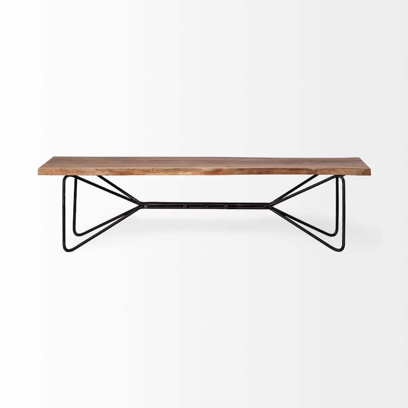 Papillion III Natural Solid Wood and Iron Dining Bench