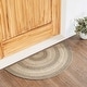 preview thumbnail 1 of 1, Cobblestone Jute Rug Half Circle w/ Pad 16.5x33 - 16.5" x 33" Half Circle 16.5" x 33" Half Circle - Tan
