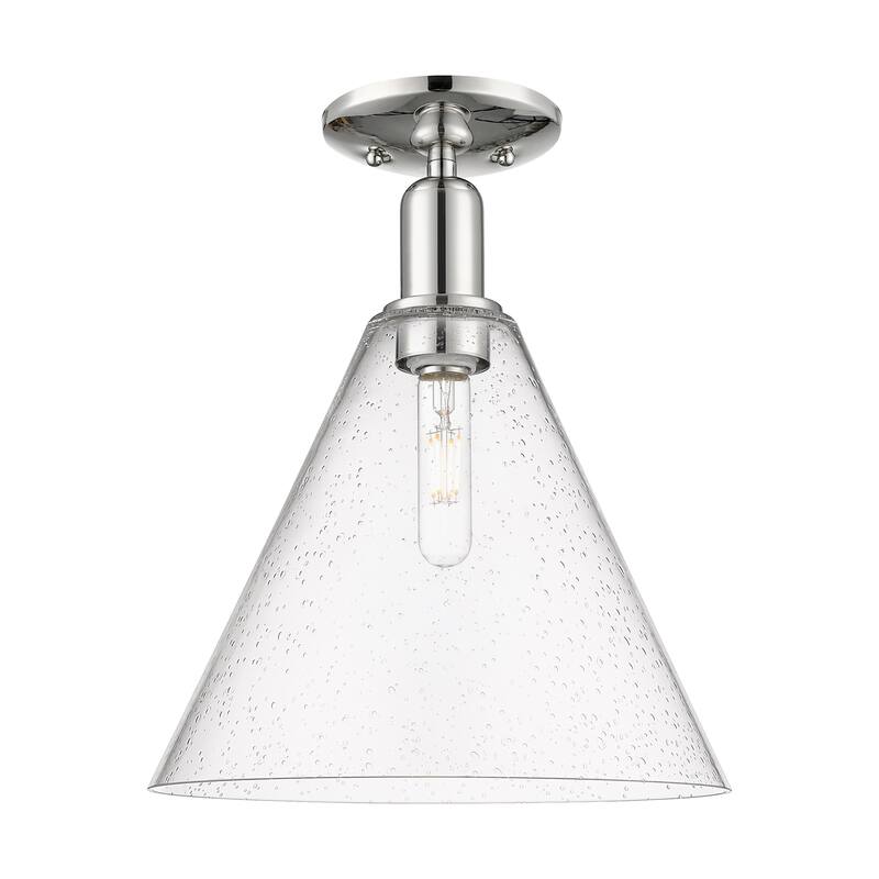 Innovations Lighting Endless Possibilities Arcadia - Berkshire Glass - 1 Light 12" Semi-Flush Mount - Polished Nickel/Seedy