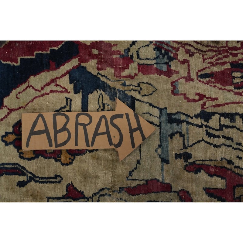 Hand Knotted Oriental 100% Wool Carpet Traditional Floral Beige & Ivories Kerman Area Rug - 8' 9'' X 6' 8''