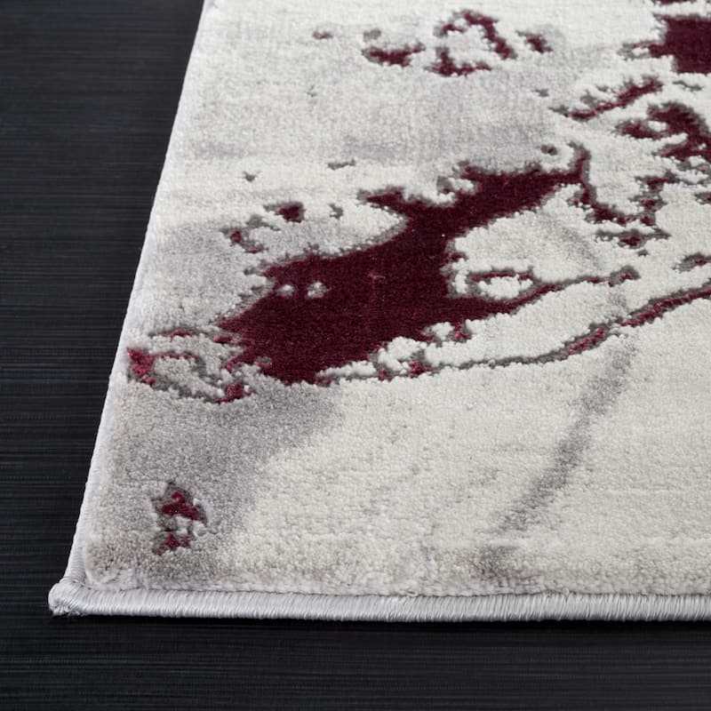 SAFAVIEH Craft Meeta Modern & Contemporary Rug - 6'7" Square - Grey/Wine - Square
