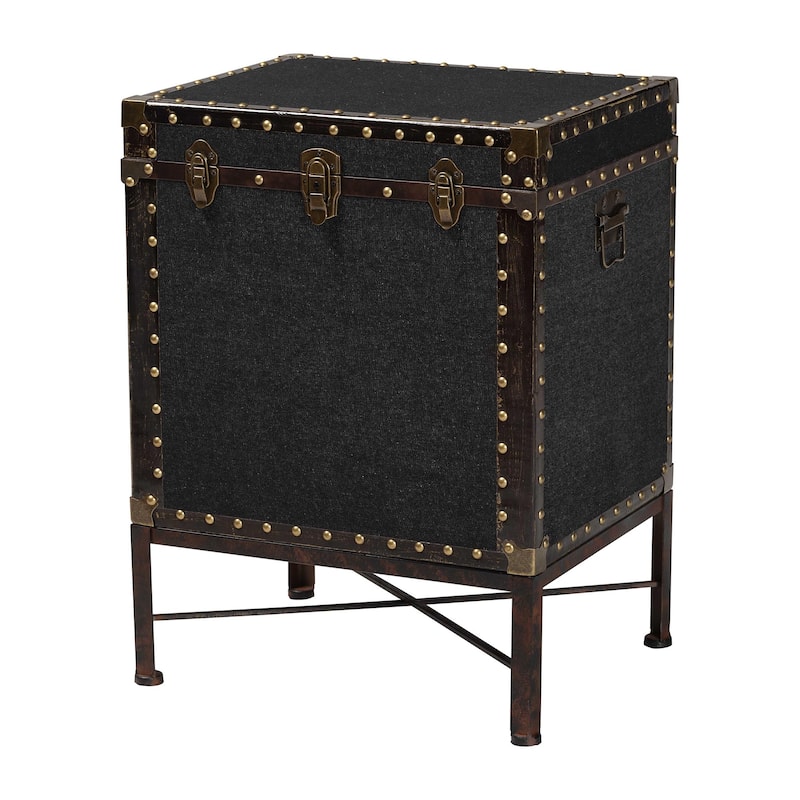 Laura Vintage Canvas Lift-Top Trunk End Table