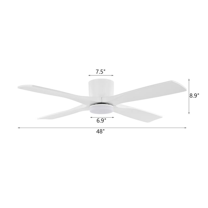 MLiAN 48" DC Flush Mount Ceiling Fan with Light Kit and Remote Control