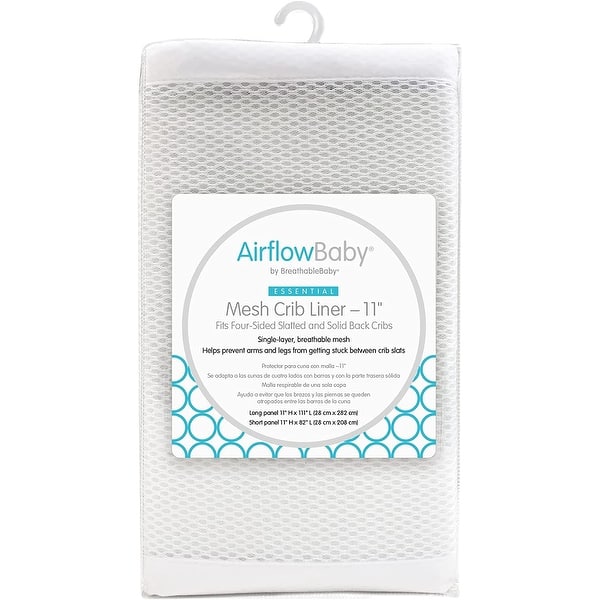 slide 2 of 13, AirflowBaby Breathable Mesh Liner for Full-Size Cribs, Essential 2mm Mesh (Size 4FS Covers 3 or 4 Sides)