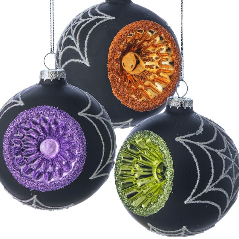 3" Glass Reflector Ball Ornament Box of 3
