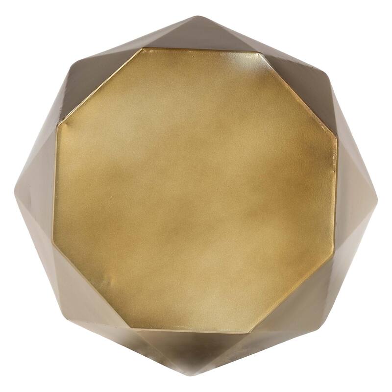 Salman Geometric Bronze Metal Accent Table - Faceted Modern Side Table for Indoor or Semi-Outdoor Use