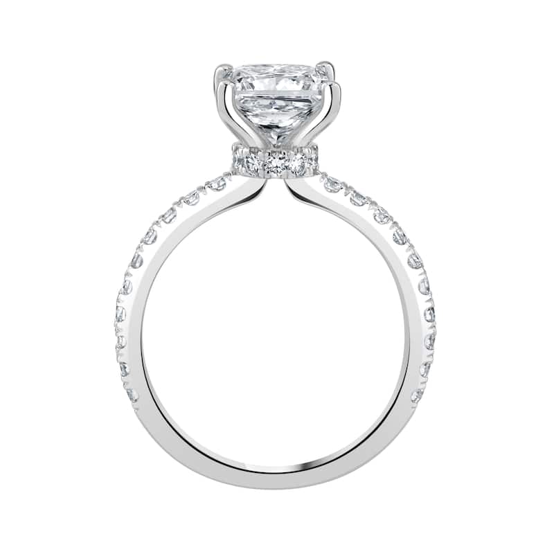 Auriya 14k-White Gold Lab Grown Ribbon-Halo Princess Diamond Engagement Ring 3.00ct. tw. (G-H VS)