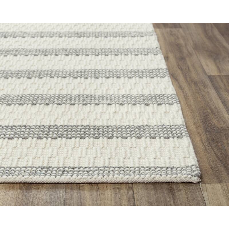 Alora Decor Kerala Beige and Grey Stripe Hand-woven Jute Rug