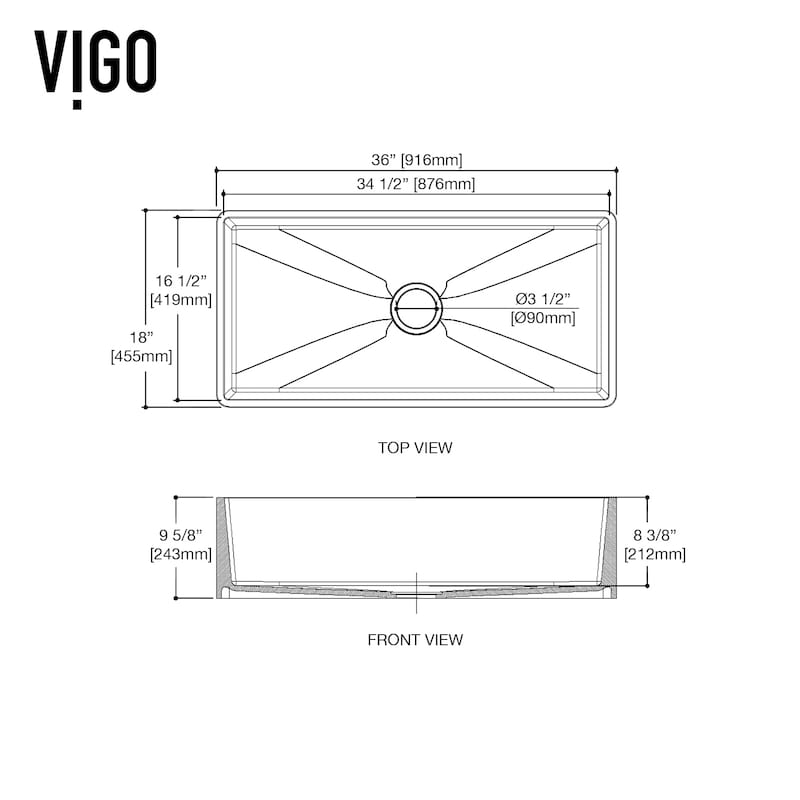 VIGO Matte Stone™ Single Bowl Flat Apron Farmhouse Kitchen Sink Set