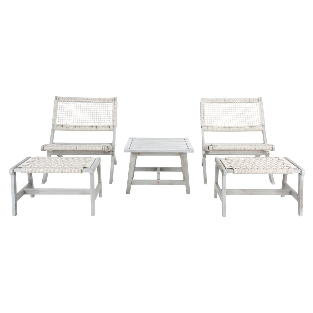 SAFAVIEH Lissy Acacia/ Rope Outdoor Chair & Table Set - 24W x 28D x 31H