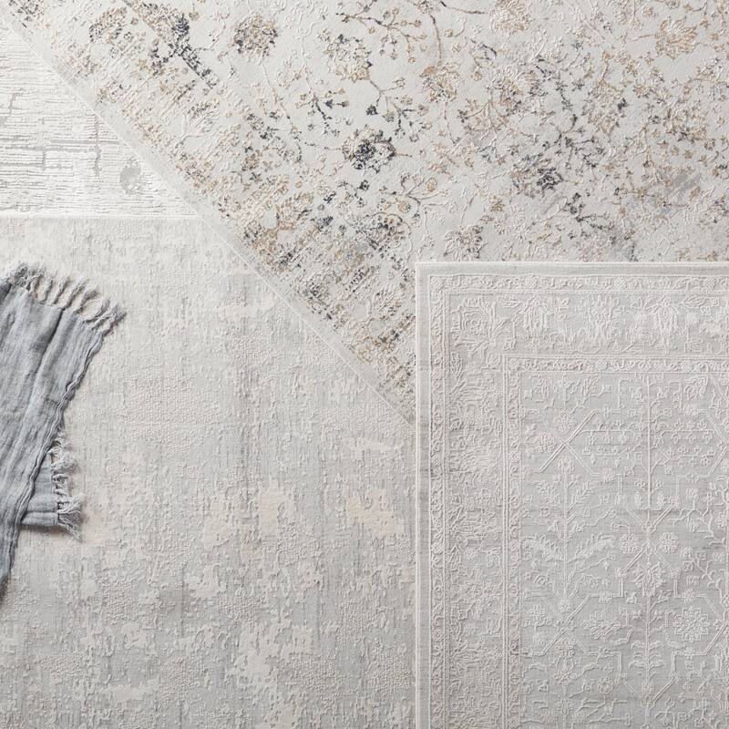 Irena Abstract Light Gray/ Gold Area Rug