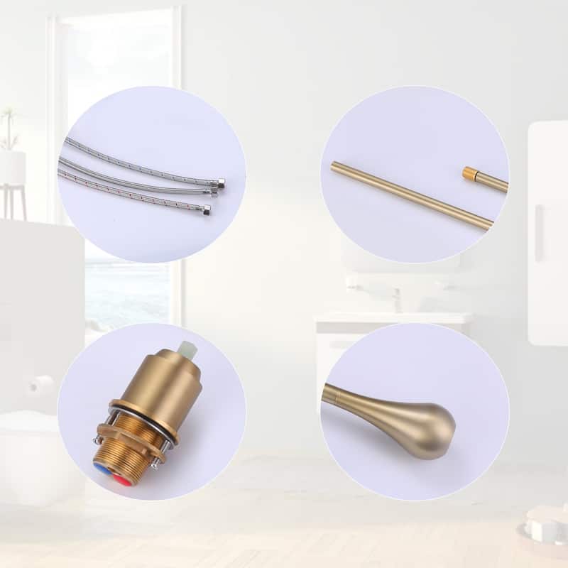 Modland 63''H Wall Mount Bathroom Faucet with High Flow & 500K Leak-Proof, Brushed Gold/ Matte Black