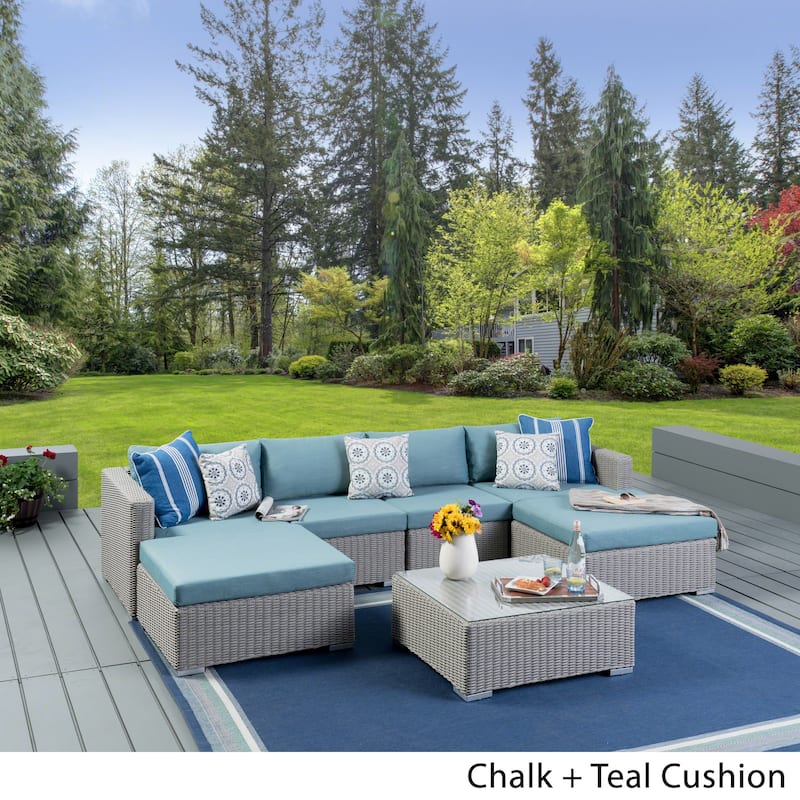 Santa Rosa Outdoor 7-piece Wicker Sectional Sofa Set with Cushions by Christopher Knight Home