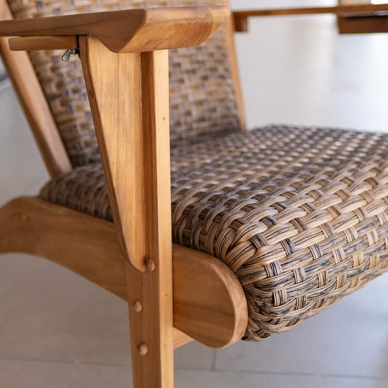 Cambridge Casual Camden Teak Outdoor Adirondack Chair with Padded Woven Seat and FREE Patio Cover