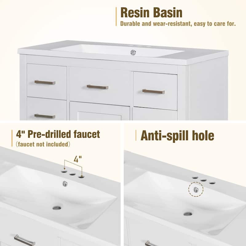 36" Modern Bathroom Vanity Cabinet with Multifunctional storage space - 5 Drawers and 1 Door