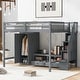 preview thumbnail 15 of 26, Full Size Loft Bed with Bulit-in Wardrobe and Low Storage Table, Solid Wood Loft Bedframe with Storage Staircase and Drawers Grey
